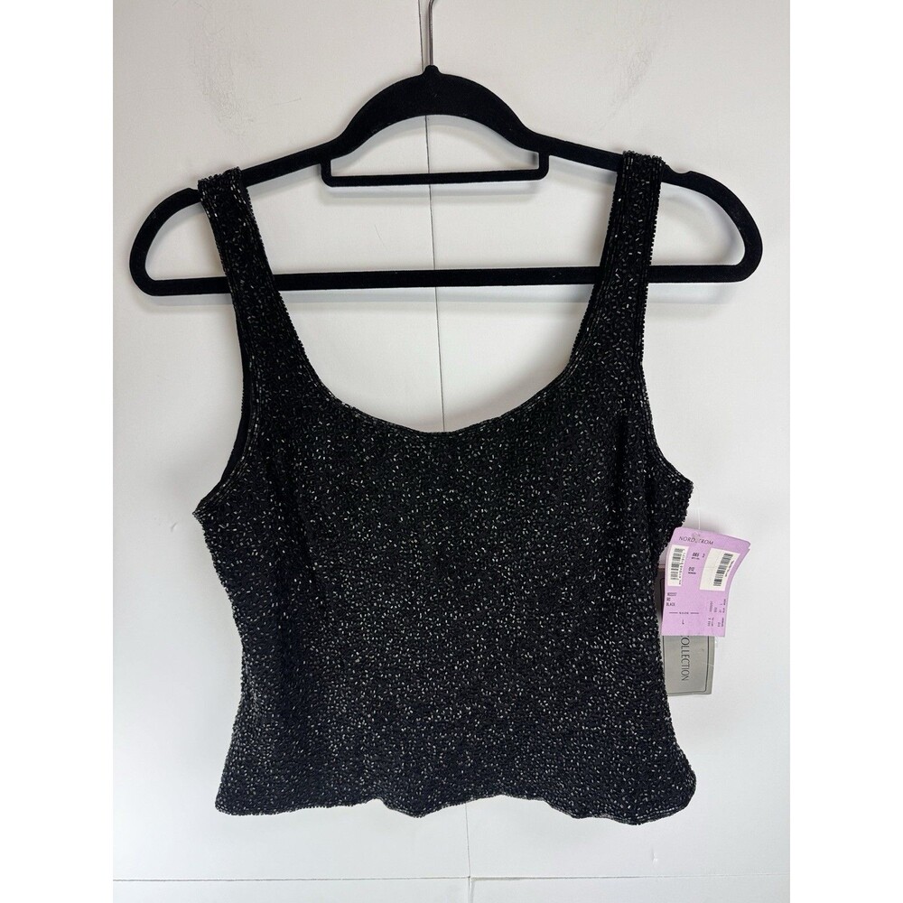 Sean Collection Formal Silk Sequin Cropped Sleeveless Top  Size: Large NWT
